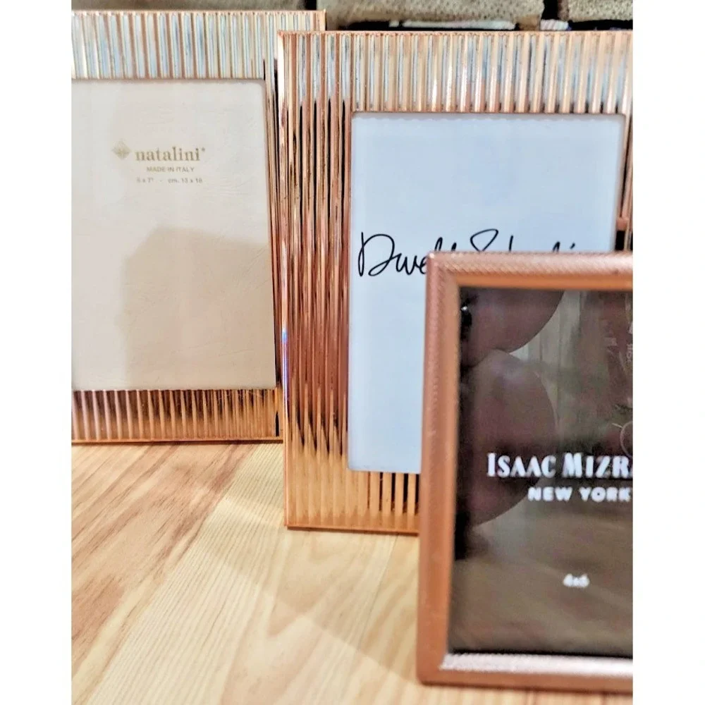 3 Rose gold Picture Photo Frames Natalini made in Italy Isaac Mizrah NY Dwell